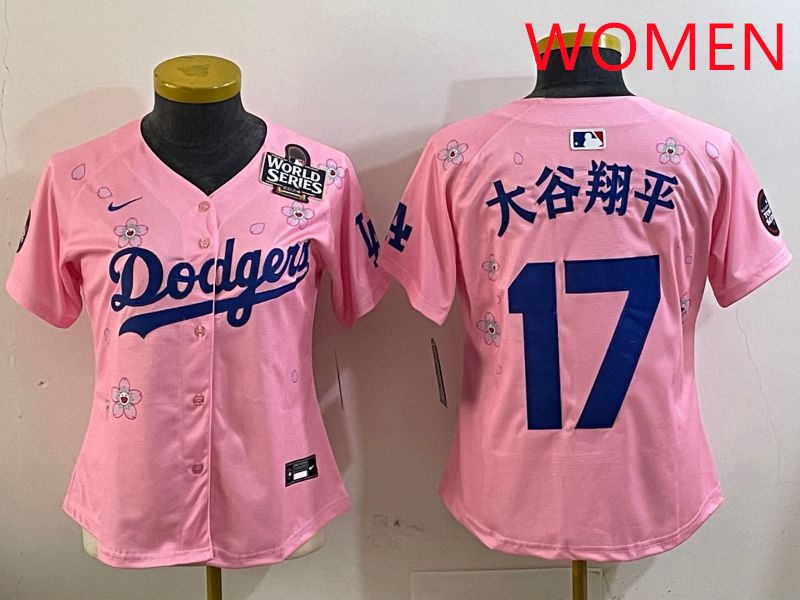 Women Los Angeles Dodgers 17 Ohtani Pink Sakura Edition 2025 Nike MLB Jersey style 3